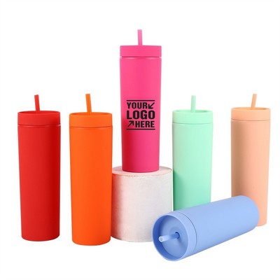 Double-Wall Acrylic Insulated Tumbler with Straw Lid