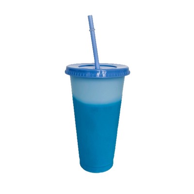 24oz Color Changing Cups with Lids and Straws